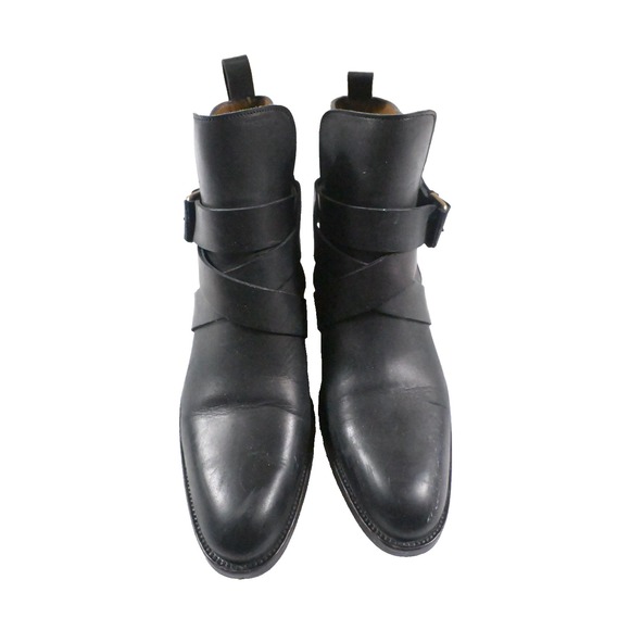 Sartore Shoes - Sartore Paris Black Leather Criss Cross Strap Buckle Ankle Boots Sz 37.5 US 7.5